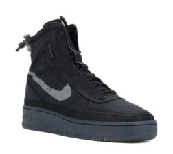 Nike Air Force 1 Shell черные с серебряным мужские-женские (40-44)