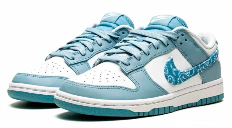 Nike Dunk Low Essential Blue Paisley голубые с белым кожаные женские (35-40)