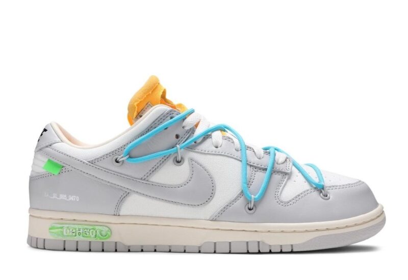 Off-White x Nike Dunk Low серые с белым кожаные женские (36-40)