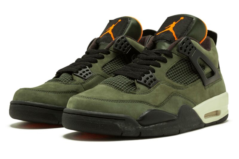 Зимние Nike Air Jordan 4 Undefeated зеленые нубук мужские (40-45)